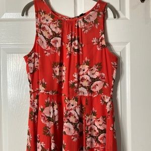Ann Taylor Factory Floral coral dress size 14P NWT